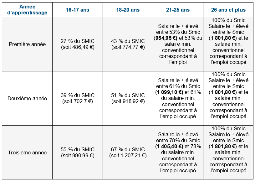 tableaux rémunération apprentis 2025