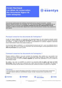 Découvrez les délais légaux de conservation des documents pour votre entreprise : contrats, factures, bulletins de paie, documents fiscaux et comptables. Guide pratique par Exentys, expert-comptable, pour se conformer aux obligations légales et sécuriser vos preuves en cas de contrôle.